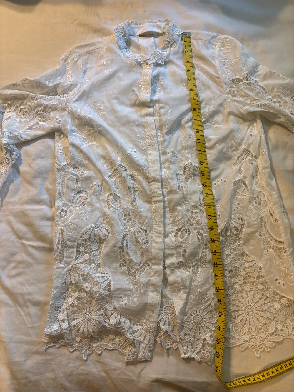 Elie Tahari White Lace Tunic Blouse - Picture 4 of 6